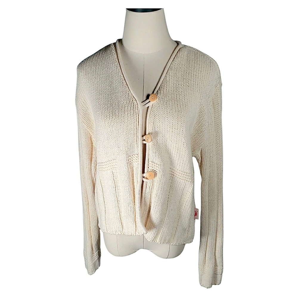 NY Designer Cottage Knitted Cardigan Sweater Iwenciw Fun Functional Sustainable